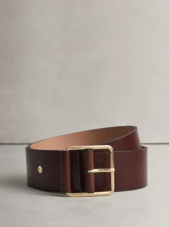 Rouge baie - Large ceinture en cuir N. Premium Made In Italy