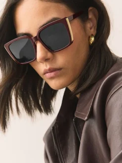 Rouge baie - Lunettes de soleil carrées