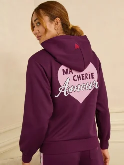 Rouge baie - Sweat à capuche Love & Roses Lounge en jersey