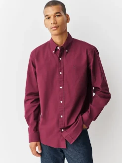 Rouge bordeaux - Ajustement régulier - Chemise Oxford à manches longues