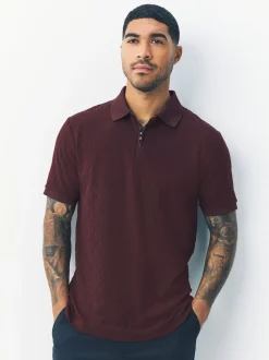 Rouge bordeaux - Ajustement régulier - Polo habillé en jacquard