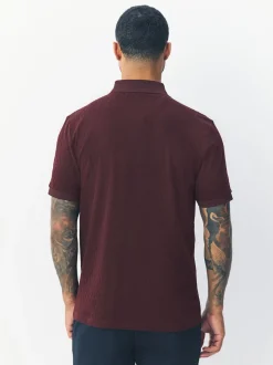 Rouge bordeaux - Ajustement régulier - Polo habillé en jacquard