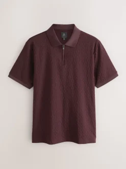 Rouge bordeaux - Ajustement régulier - Polo habillé en jacquard