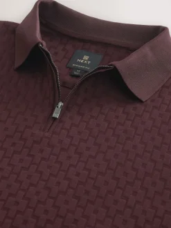 Rouge bordeaux - Ajustement régulier - Polo habillé en jacquard
