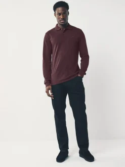 Rouge bordeaux - Ajustement régulier - Polo à manches longues en piqué
