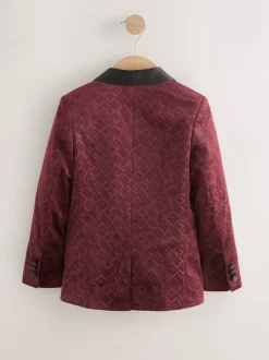 Rouge bordeaux - Blazer en velours texturé (3-16ans)