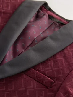 Rouge bordeaux - Blazer en velours texturé (3-16ans)
