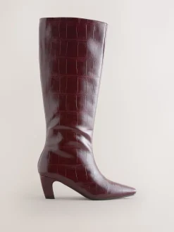 Rouge bordeaux - Bottes Forever Comfort® hauteur genou à talons incurvés