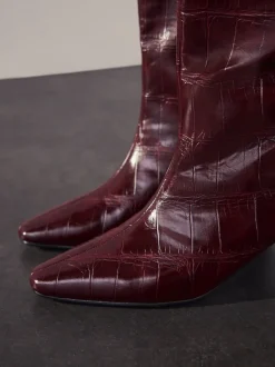 Rouge bordeaux - Bottes Forever Comfort® hauteur genou à talons incurvés