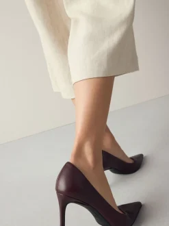 Rouge bordeaux - Chaussures de milieu de terrain en cuir