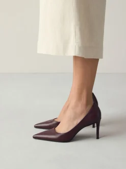Rouge bordeaux - Chaussures de milieu de terrain en cuir