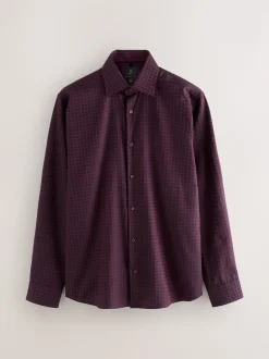Rouge bordeaux - Chemise élégante à manches longues et imprimé géométrique