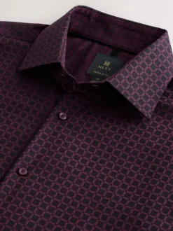 Rouge bordeaux - Chemise élégante à manches longues et imprimé géométrique