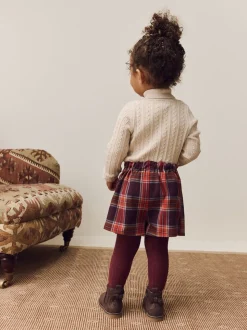 Rouge bordeaux - Ensemble Skort et collants à carreaux (3mois7ans)