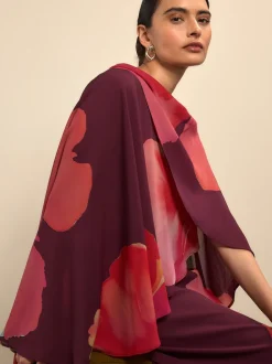 Rouge bordeaux à fleurs - Cape Robe longue