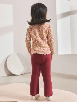 Rouge bordeaux - Leggings évasés à côtes (3mths-7yrs)