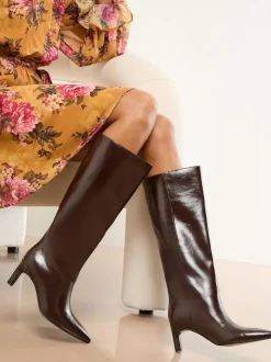 Rouge bordeaux - Lipsy Bottes à talons chaton bas en similicuir