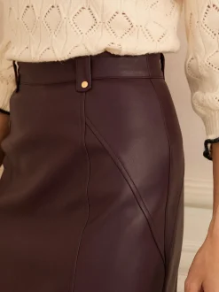 Rouge bordeaux - Love & Roses Minijupe en similicuir