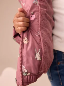 Rouge bordeaux - Manteau Résistant à la douche doublé de fausse fourrure (3mois-7ans)