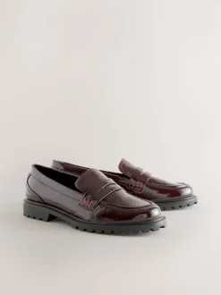 Rouge bordeaux - Mocassins vernis épais