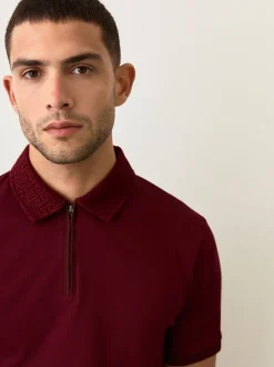 Rouge bordeaux - Polo à col intelligent Manches courtes