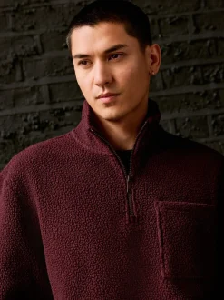 Rouge bordeaux - Quart de zip - Polaire en peau de mouton