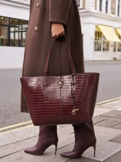 Rouge bordeaux - Sac cabas Lipsy effet croco
