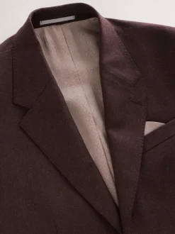 Rouge bordeaux - Slim Fit (Slim Fit) - Veste de costume en flanelle de laine et cachemire mélangées Signature Zignone