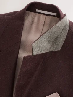 Rouge bordeaux - Slim Fit (Slim Fit) - Veste de costume en flanelle de laine et cachemire mélangées Signature Zignone