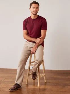 Rouge bordeaux - Slim Fit (Slim Fit) - T-shirt Essential Col rond en coton