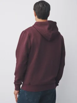 Rouge bordeaux - Sweat à capuche texturé