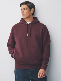 Rouge bordeaux - Sweat à capuche texturé