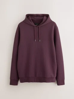 Rouge bordeaux - Sweat à capuche texturé