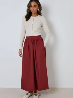 Rouge bordeaux - Threadbare Jupe midi avec poches