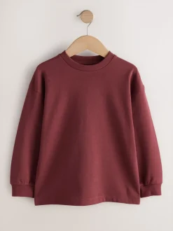 Rouge bordeaux - T-shirt épais décontracté à manches longues (3-16ans)