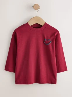 Rouge bordeaux - T-shirt semi-uni à manches longues (3mois-7ans)