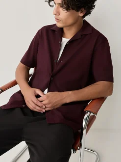 Rouge bordeaux/bleu marine/vert olive - Lot 3 chemises manches courtes en piqué