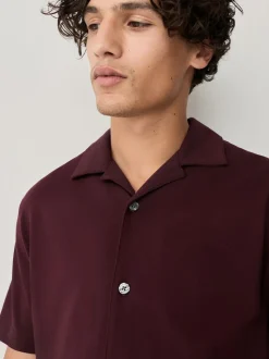 Rouge bordeaux/bleu marine/vert olive - Lot 3 chemises manches courtes en piqué