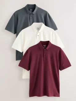 Rouge bordeaux/gris anthracite/crème écru - Polo en jersey Manches courtes 3 Pack