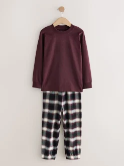 Rouge bordeaux/marron - Lot de 3 pyjamas tissés à carreaux (3-16ans)