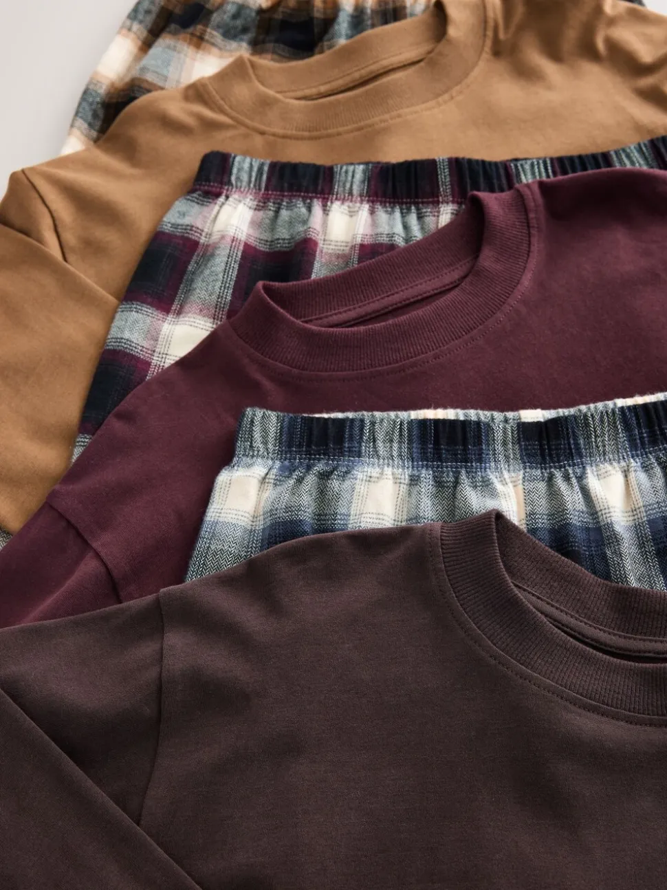 Rouge bordeaux/marron - Lot de 3 pyjamas tissés à carreaux (3-16ans)