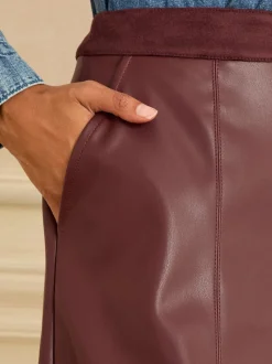 Rouge cerise - Love & Roses Jupes mi-long ajustées et flamboyantes en faux cuir