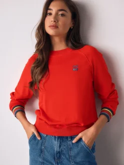 Rouge cerise - Pull col rond riche en coton au toucher doux