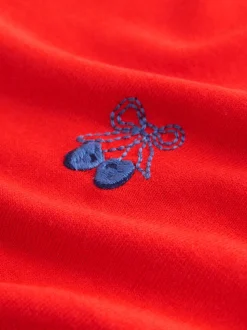 Rouge cerise - Pull col rond riche en coton au toucher doux