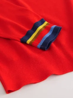 Rouge cerise - Pull col rond riche en coton au toucher doux