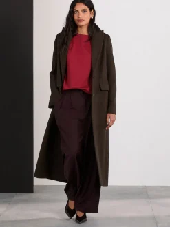 Rouge cerise - T-shirt manches longues Col rond épais