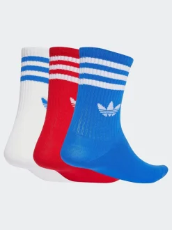 Rouge clair - Col rond - adidas Originals 3-Rayures Chaussettes Col rond 3 paires