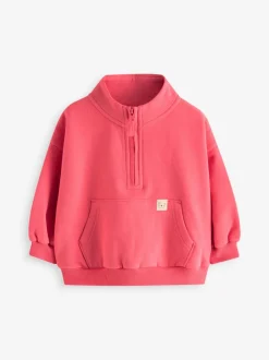 Rouge corail - Sweat-shirt à col zippé (3mois-7ans)