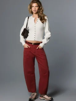 Rouge de brique - Jean barrel double poche