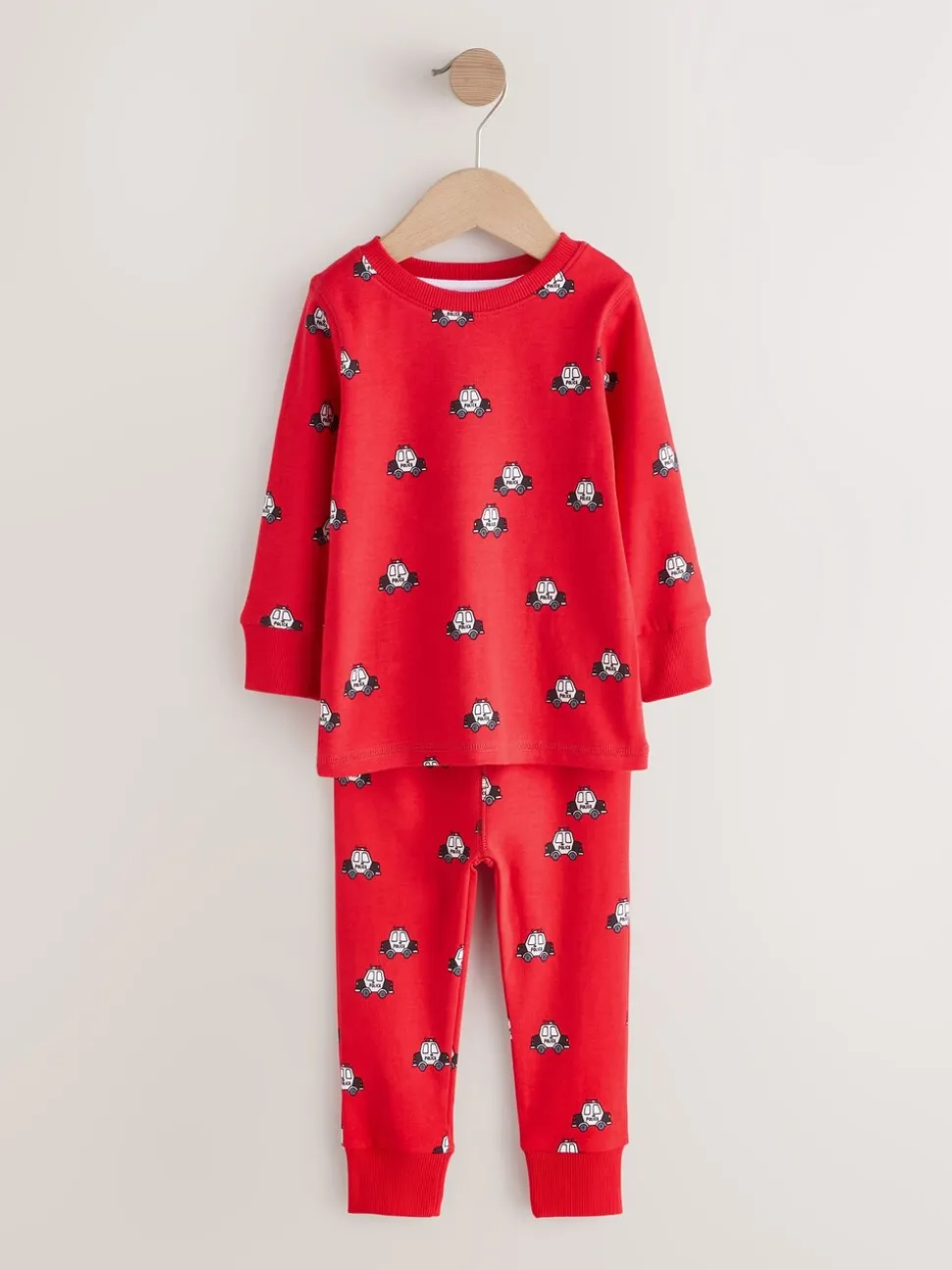 Rouge foncé/bleu motif véhicule d'urgence - Lot de 3 pyjamas Snuggle courts (9mois-10ans)